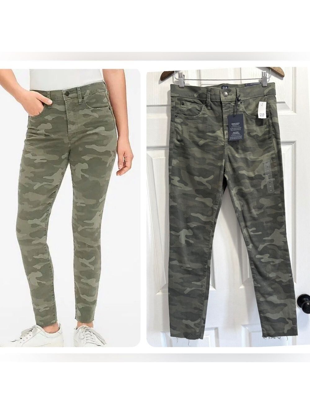 NWT GAP Women's High-Rise True Skinny Ankle Stretch Jeans Camo Pants Sz 29 / 8